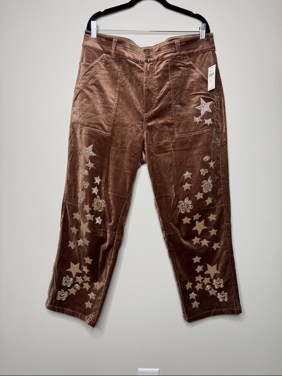 Pilcro Pants - Pilcro Velvet Embroidered Beaded Star & Flower Barrel Pants Western Boho Size 32